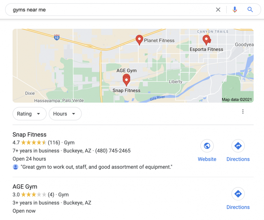 Local SERP example
