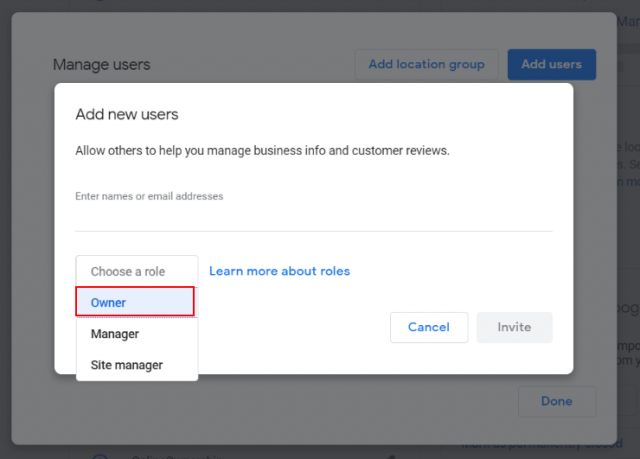 Transfer GMB listing ownership