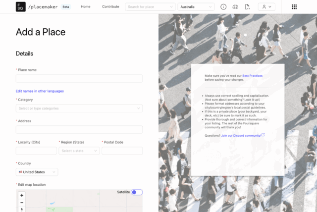 Foursquare interface 