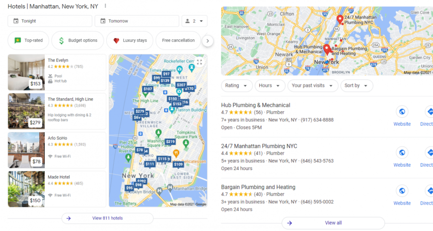Google Maps Hotels