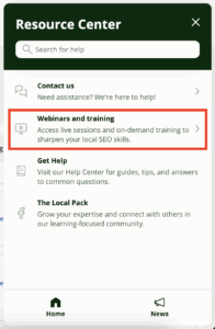 Resource Center in the BrightLocal platform