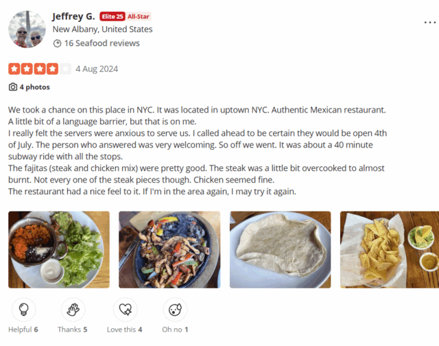 Yelp Business Reviews Elite 25 Reviewer